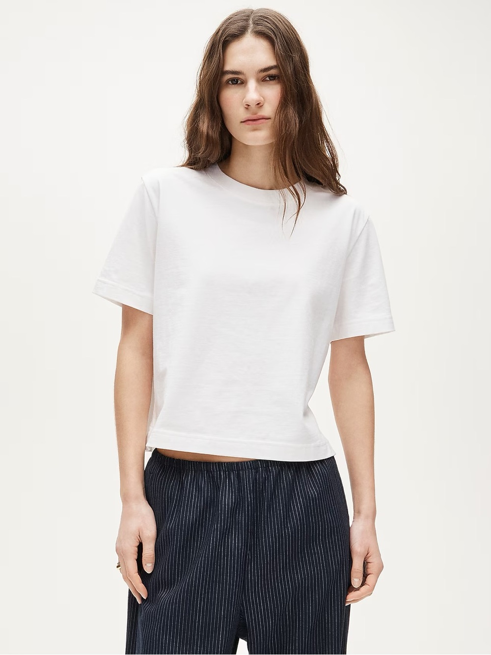 J Crew Boyfriend jersey relaxed cropped T-shirt white Size L NWT